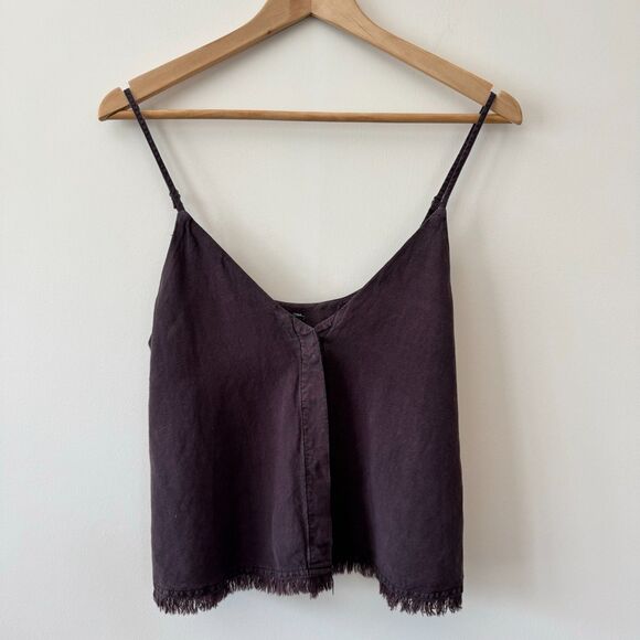 Young Fabulous & Broke Tops - Young Fabulous and Broke Women's Brown Cami Fringed Hem Size Small